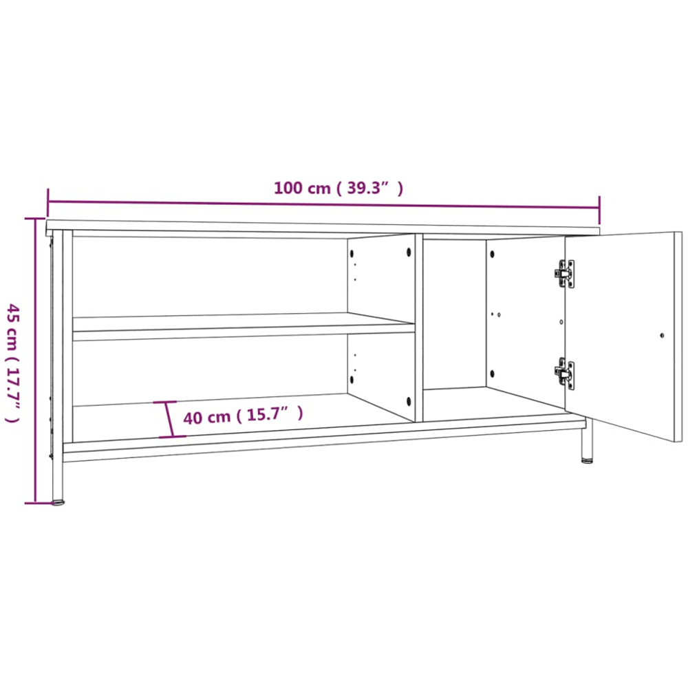 vidaXL Single Door 2 Shelf Smoked Oak TV Cabinet Image 9
