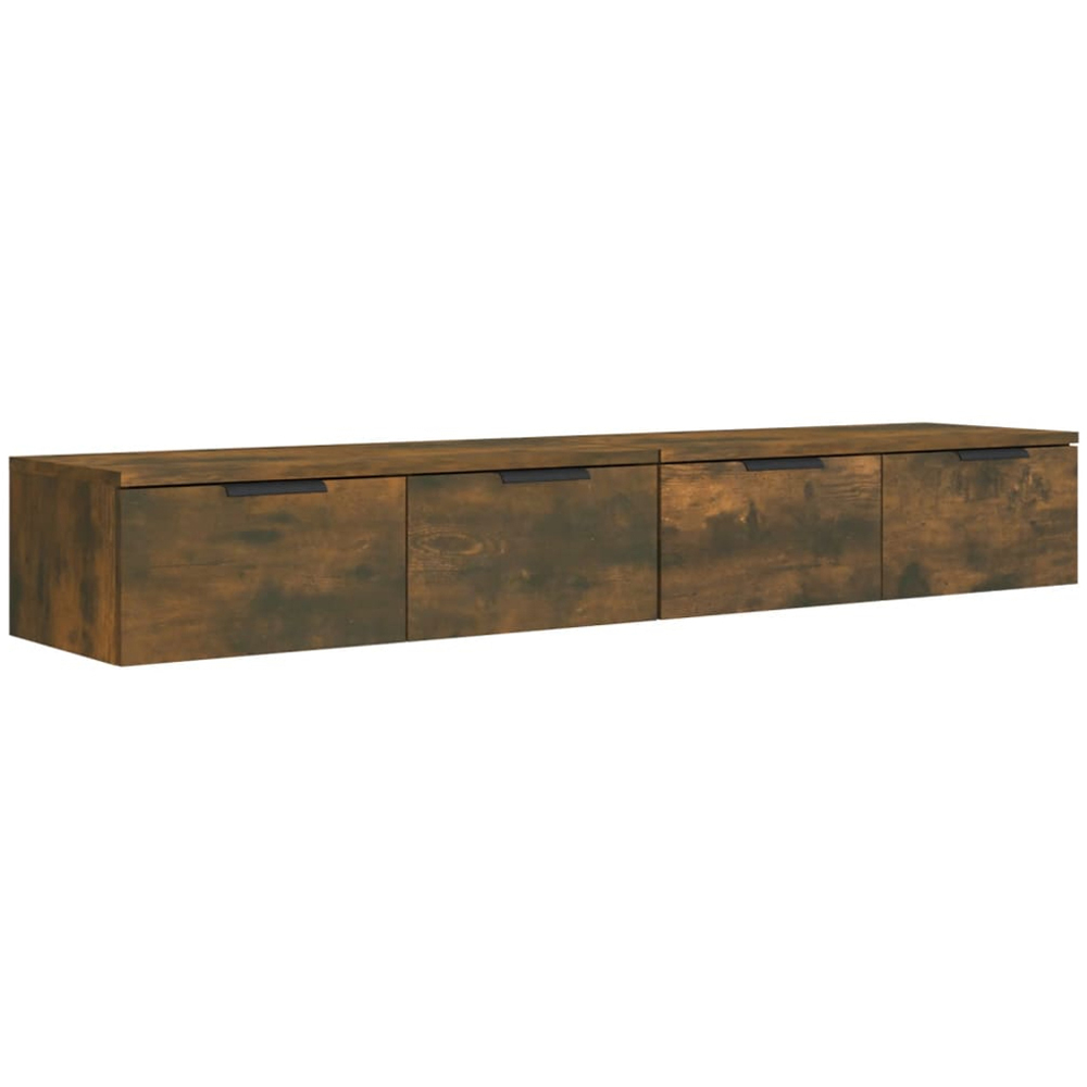 vidaXL 2 Drawer Smoked Oak Wall Cabinet Set of 2 Image 2