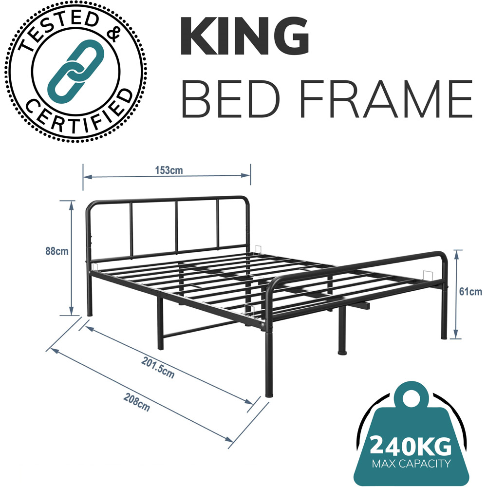 House Of Home King Black Powder Coated Extra Strong Metal Bed Frame Image 6