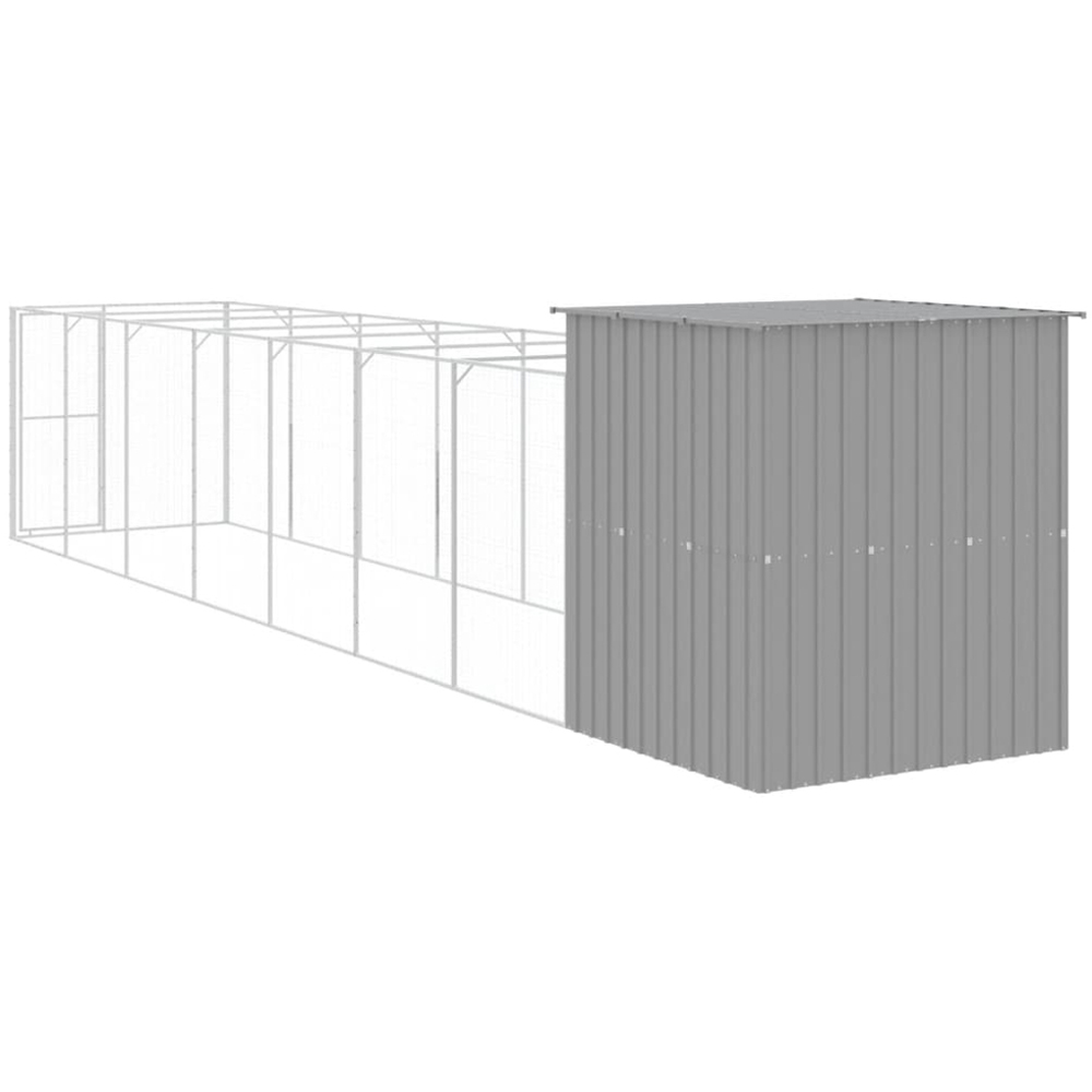 vidaXL Light Grey Steel Dog House with Run 165 x 863 x 181cm Image 4