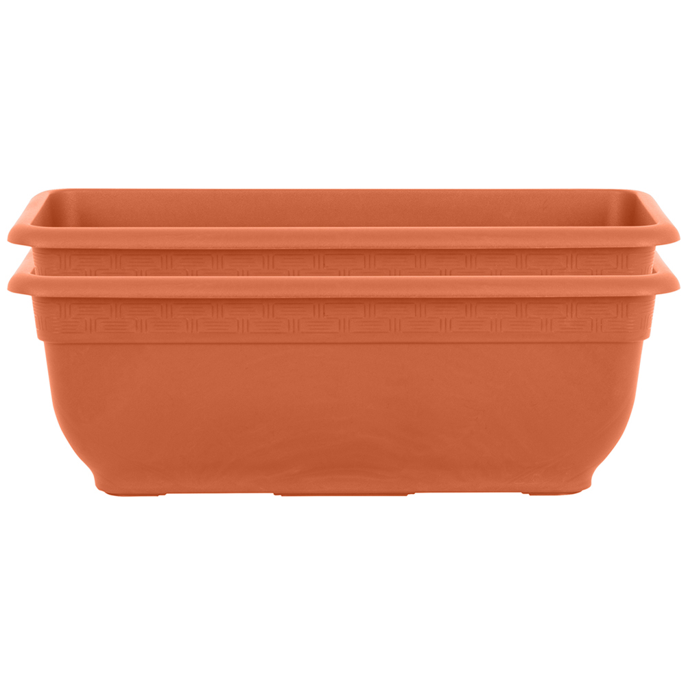 Wham Bell Pot Terracotta Recycled Plastic Rectangular Planter 47cm 2 Pack Image 1