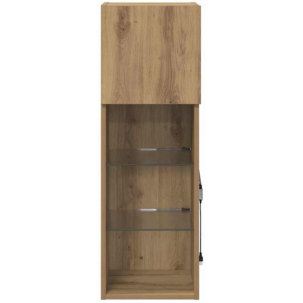 vidaXL Single Door 3 Shelf Artisan Oak Wall Mounted LED TV Unit Image 6