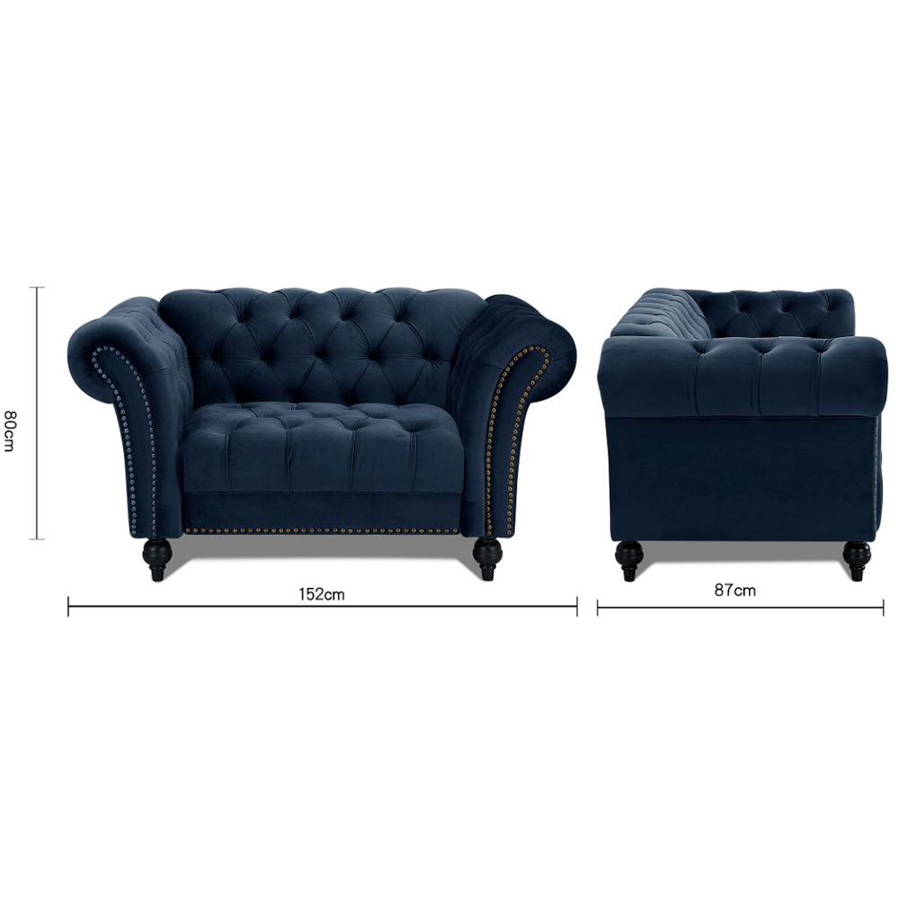 Home Detail Mayfair Midnight Blue Velvet Curved Sofa Chair Image 9