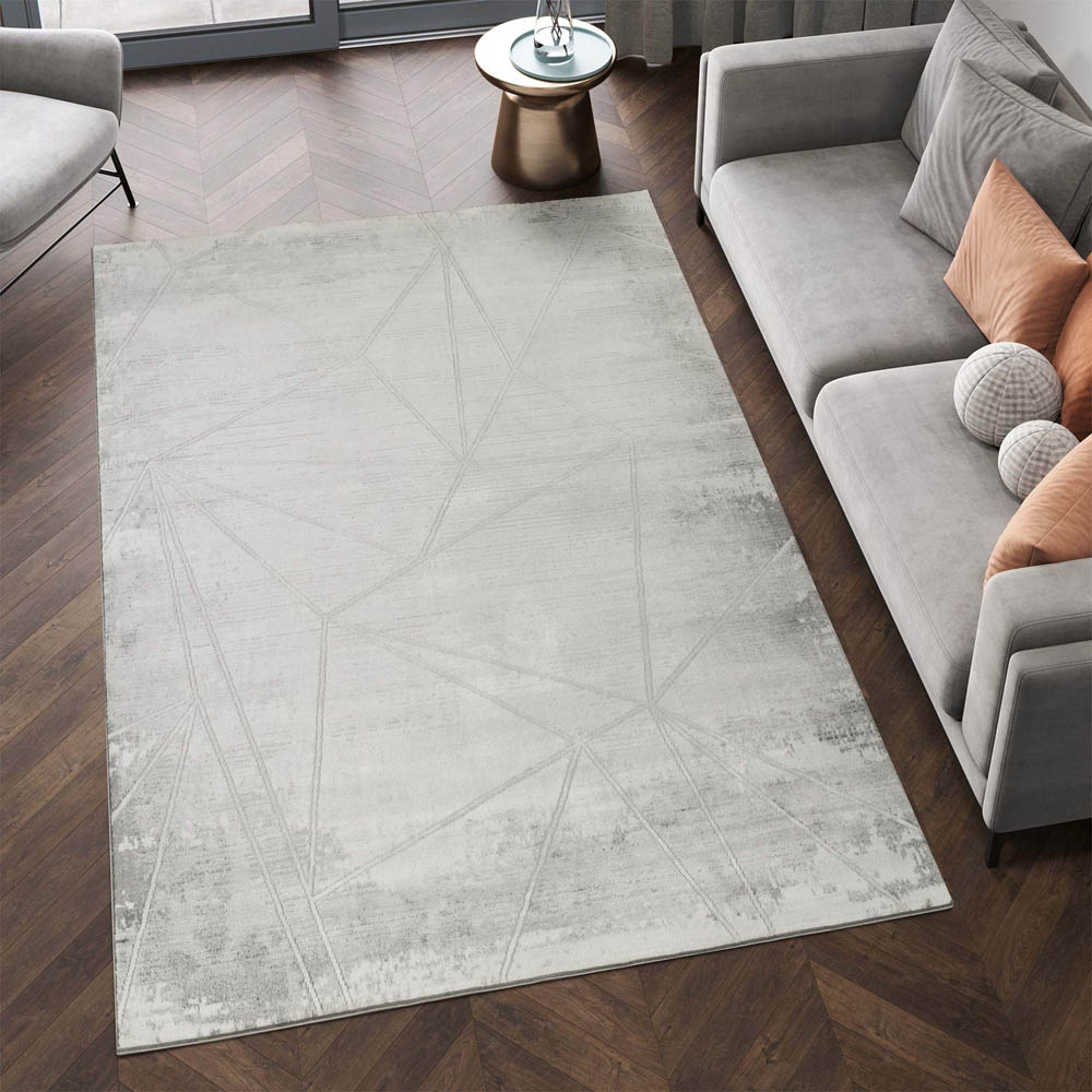 Desire Rugs Novu Mirage Grey Modern Abstract Geometric Metallic Rug 120 x 170cm Image 5