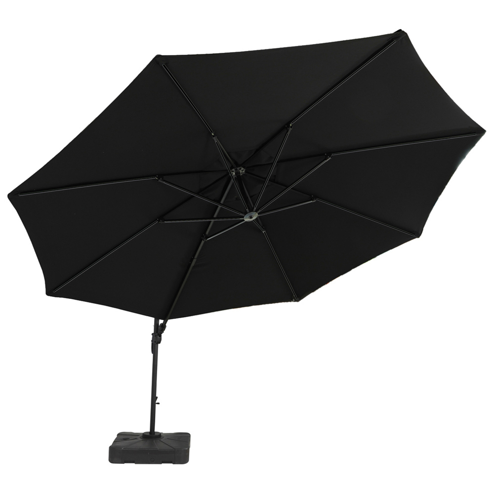 Royalcraft Grey Deluxe Round Cantilever Parasol with Base 3.5m Image 1