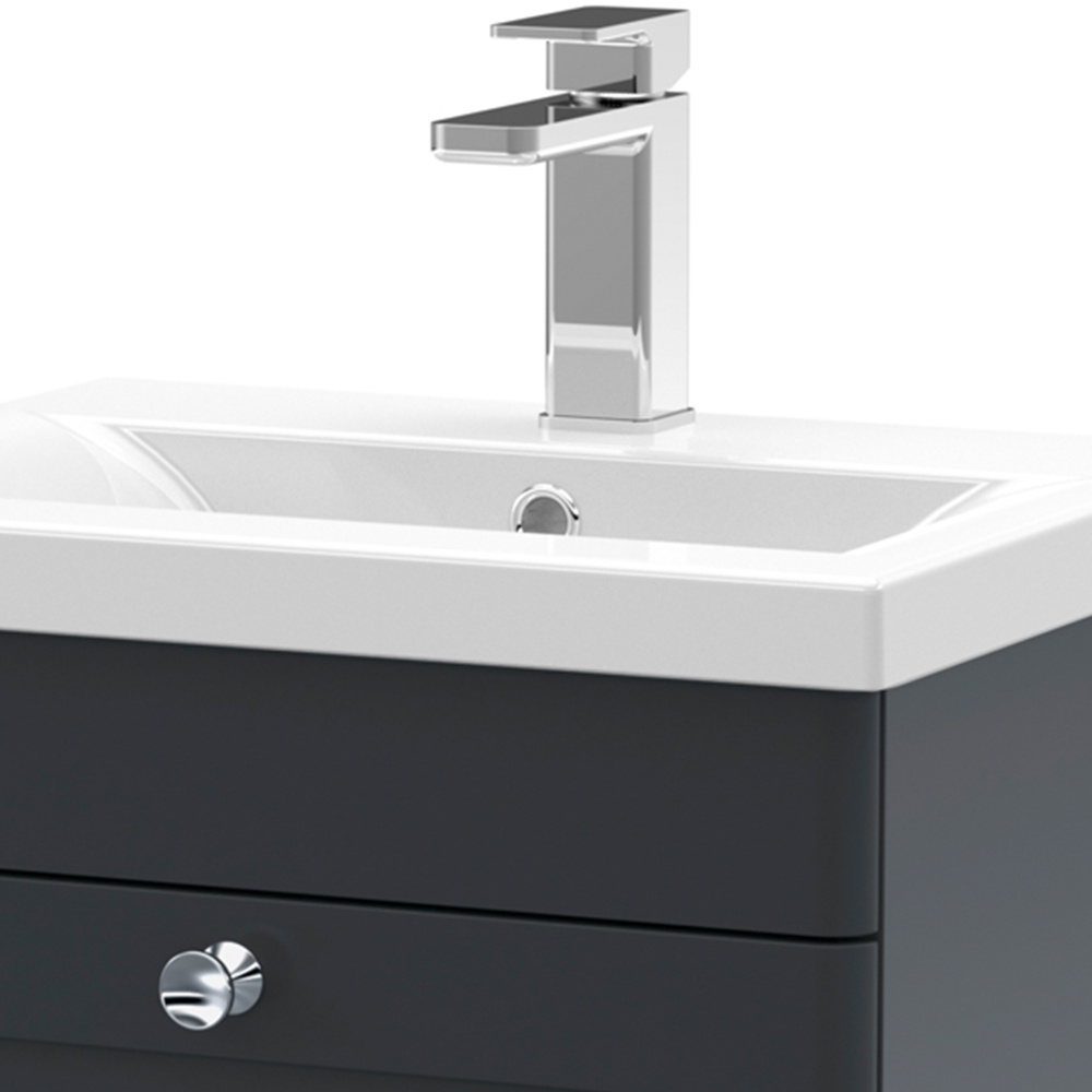 nuie Classique Single Drawer Soft Black Wall Hung Unit and Mid-Edge Ceramic Basin 500mm Image 2