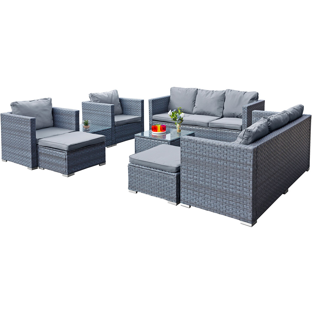Oseasons Acorn 10 Seater Ocean Grey Deluxe Rattan Modular Sofa Set Image 2