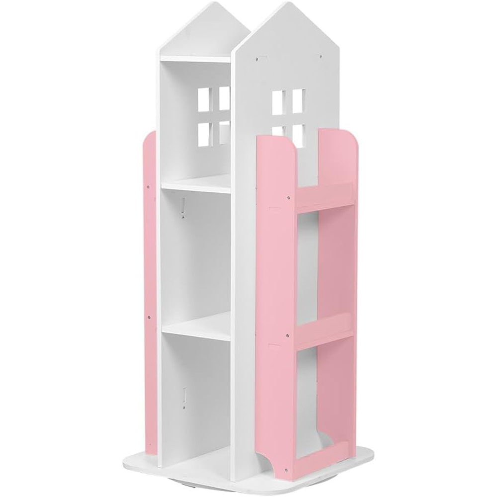Neo Pink House Shaped Rotating Kid's Freestanding Bookshelf Image 2