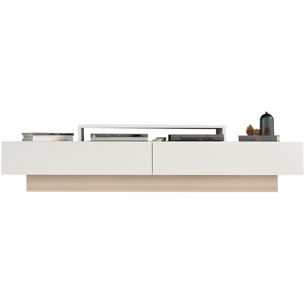 Decorotika Lusi 2 Door Single Shelf Cordoba and White TV Unit with 2 Wall Shelf Image 3