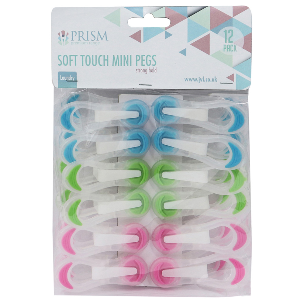 JVL Prism Assorted Soft Touch Mini Pegs with Bag 72 Pack Image 4