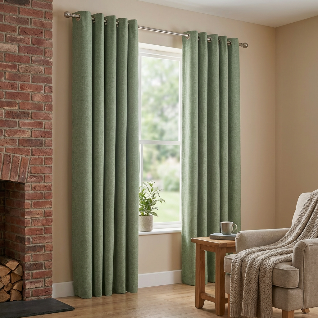 Taylor Blackout Eyelet Curtains Green 229cm Image 5