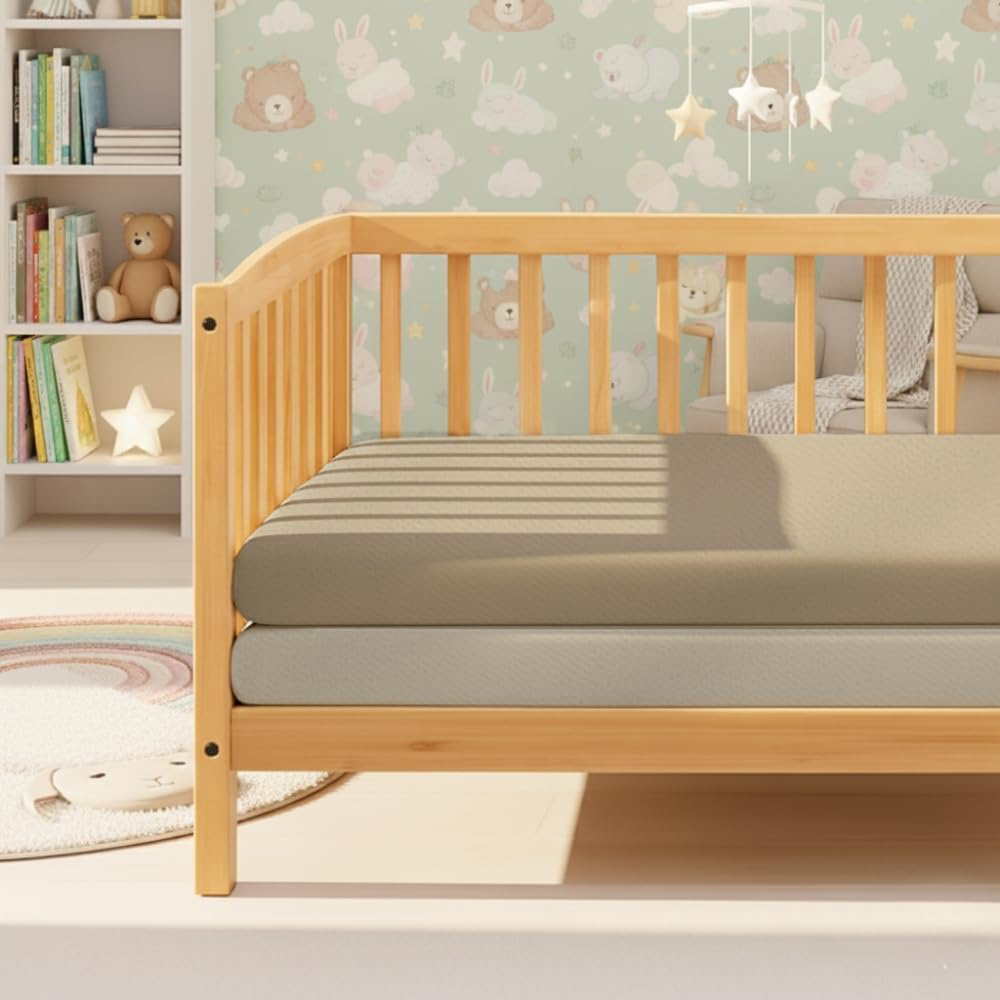 MHG Living Ecru and Brown Jersey Cotton Fitted Cot Bed Sheet 140 x 70cm 2 Pack Image 2