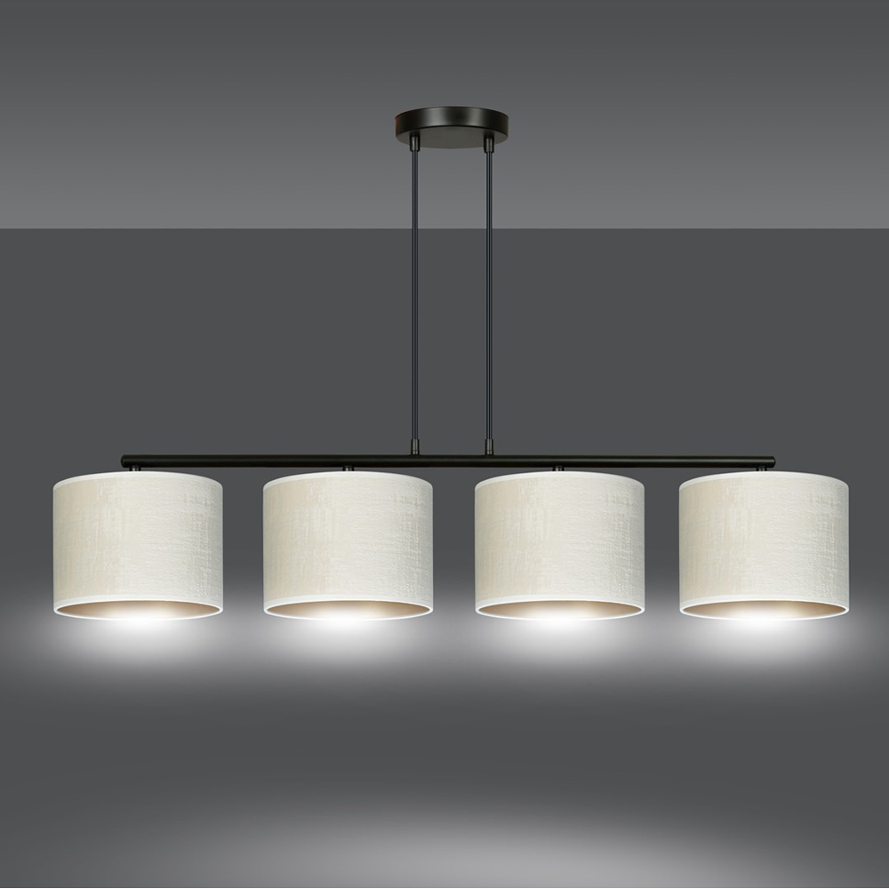 Emibig Hilde 4 Light White Shade Black E27 Ceiling Pendant Light Image 4