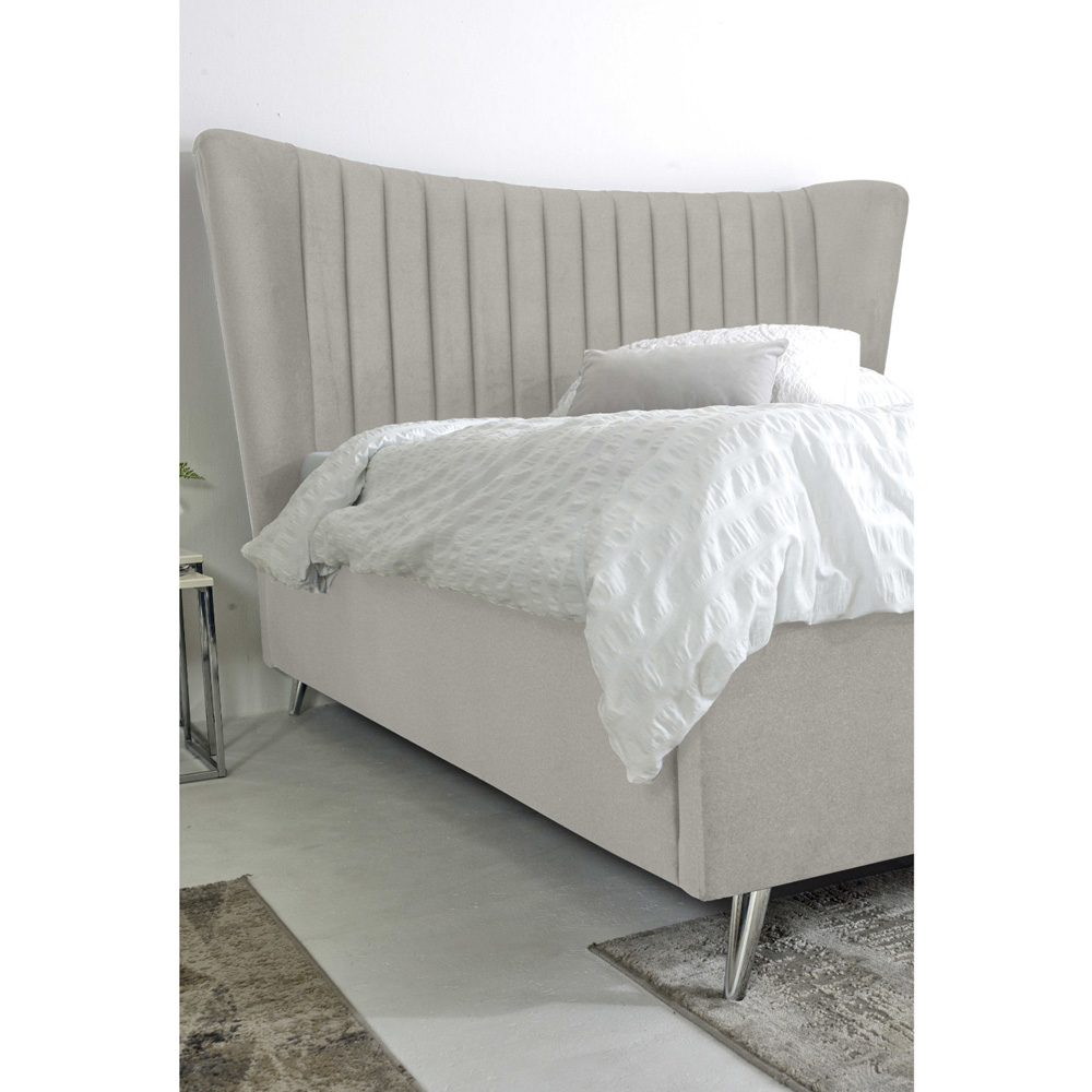 Eleganza Tatum Super King Size Silver Plush Velvet Bed Frame with Headboard Image 2