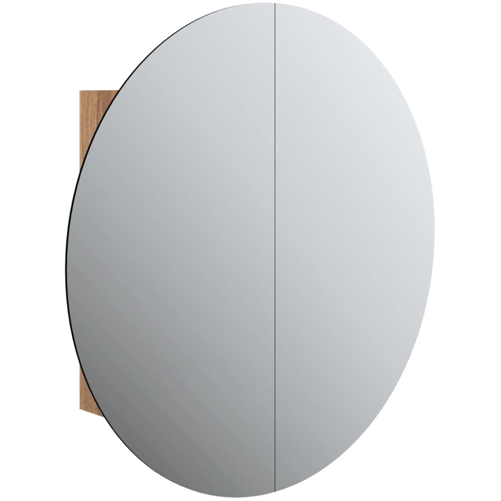 vidaXL 2 Door Oak Round LED Mirror Bathroom Cabinet Image 2