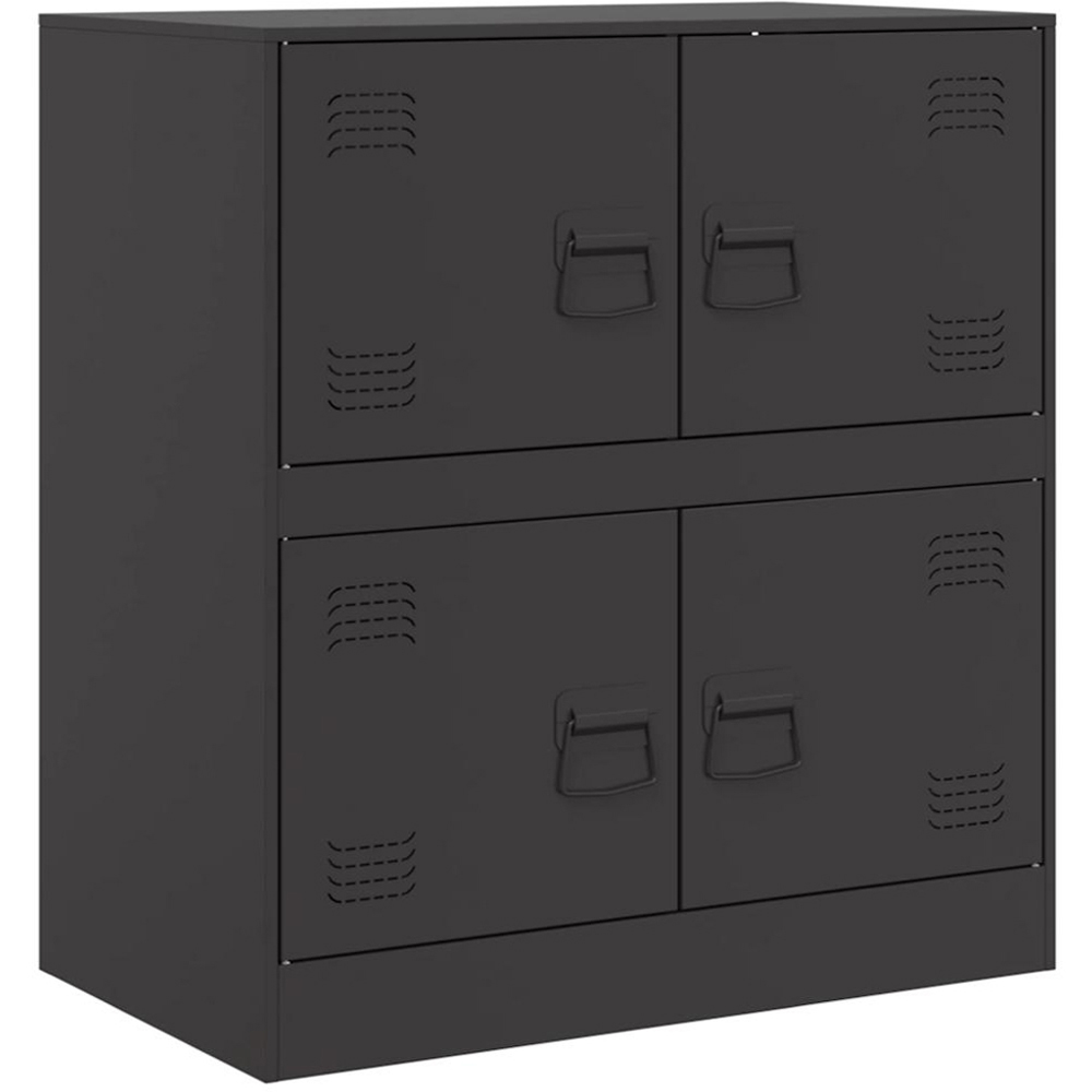 vidaXL 4 Door Black Metal Sideboard Image 2