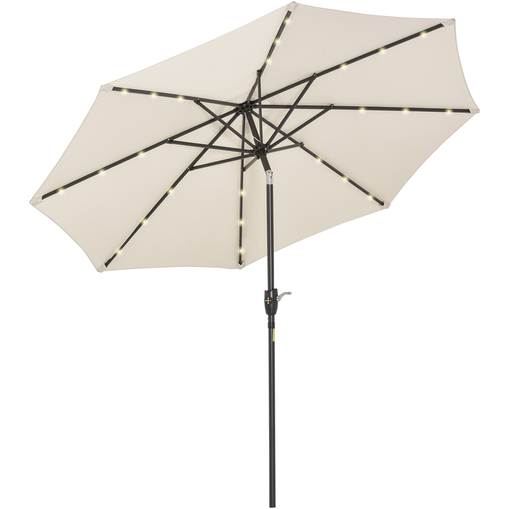 Outsunny Off White 24 LED Crank and Tilt Parasol 2.75m Image 1