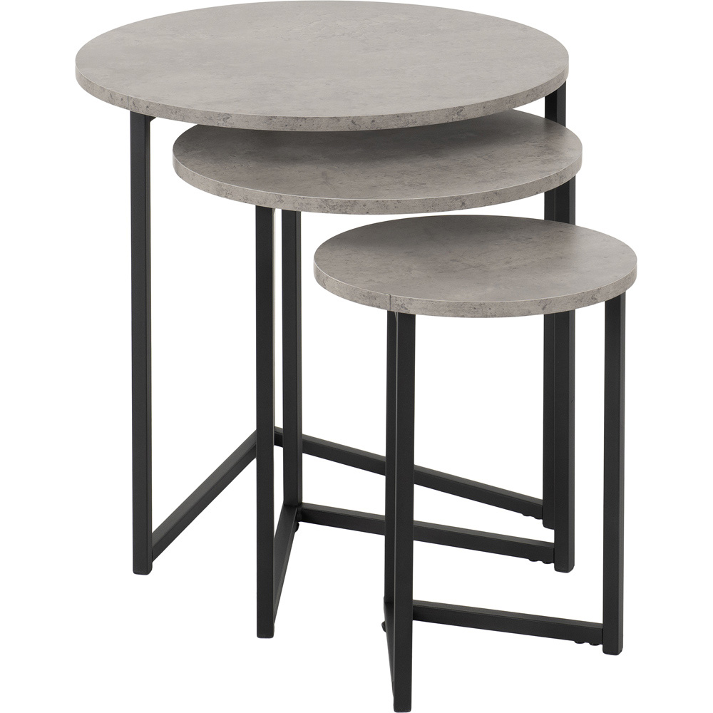 Seconique Athens Concrete Round Nest of Tables Set of 3 Image 2