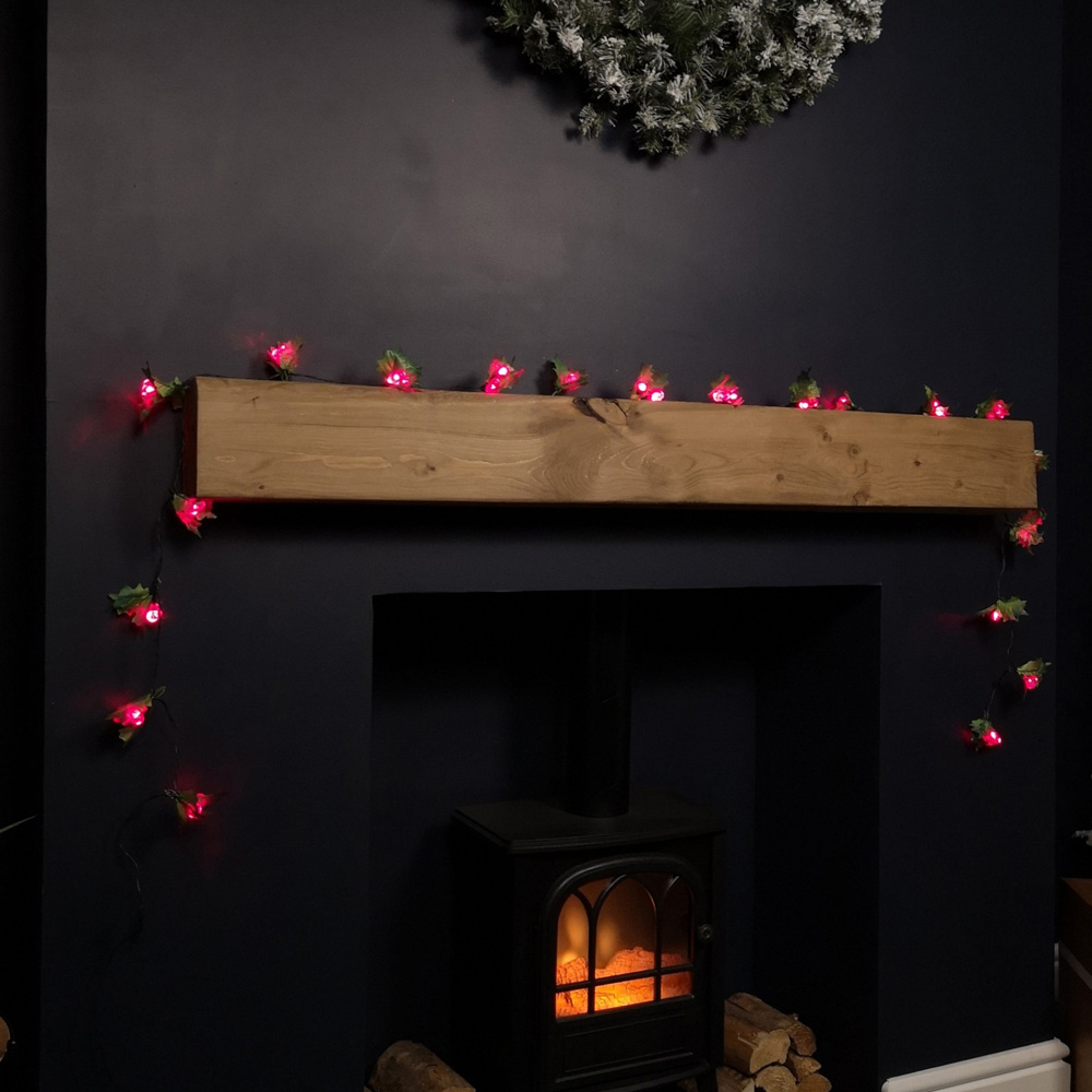 Samuel Alexander 40 Red LED Light Up Holly Christmas Garland with Red Berries 280cm Image 2