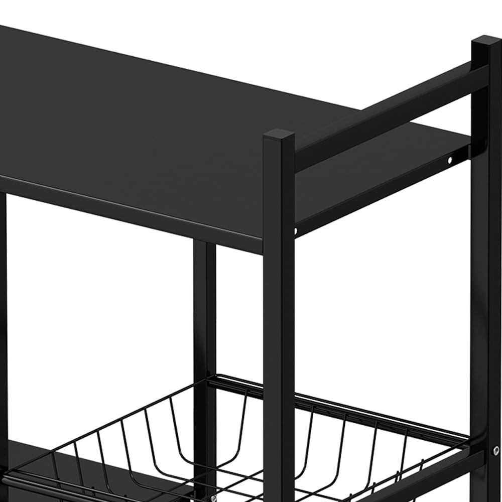 Living and Home 4-Tier Black Microwave Storage Rack on Wheel Image 5