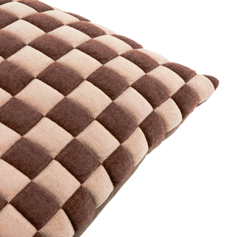 Furn Softie Chocolate and Sand Checkerboard Quilted Reversible Cushion 50 x 50cm Image 3