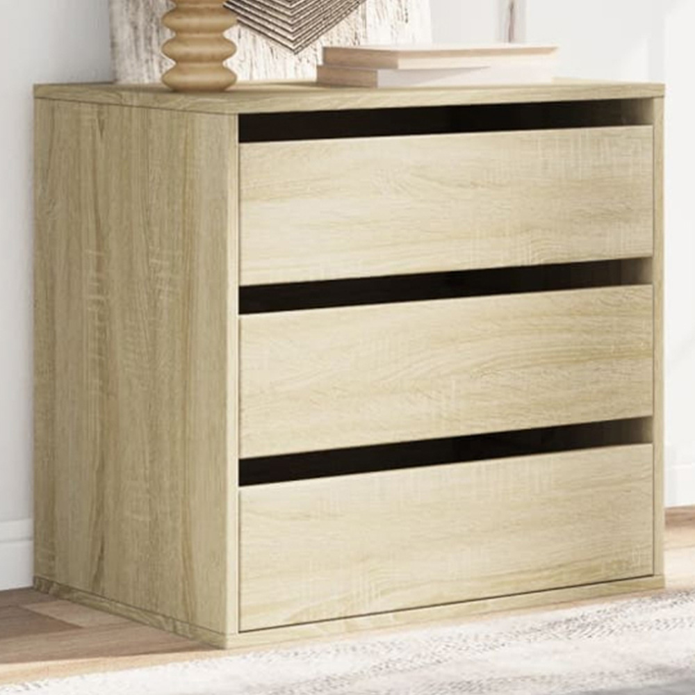 vidaXL 3 Drawer Sonoma Oak Wooden Chest of Drawers Image 1