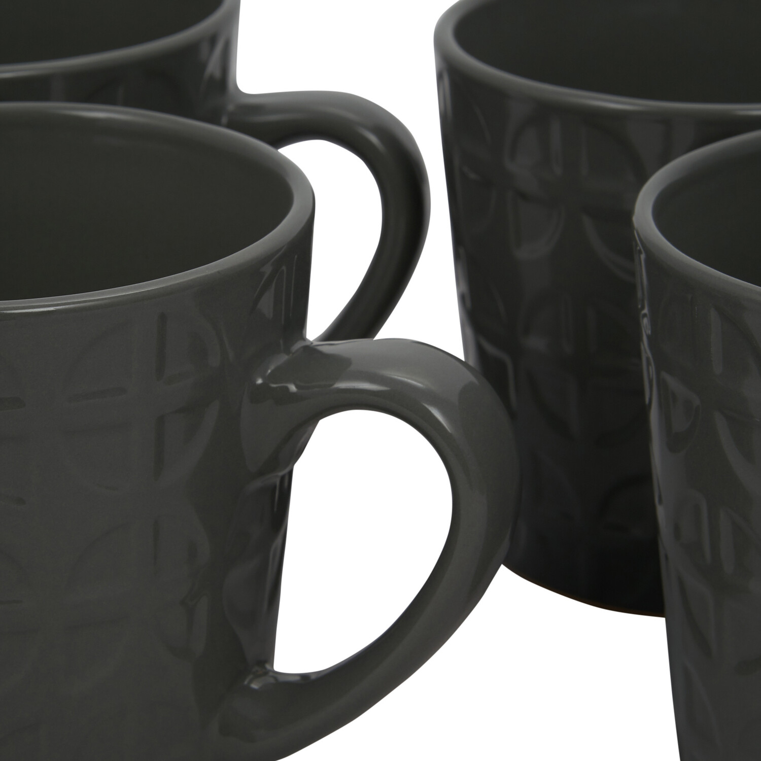 Set of 4 Geo Debossed Mugs - Grey Image 4