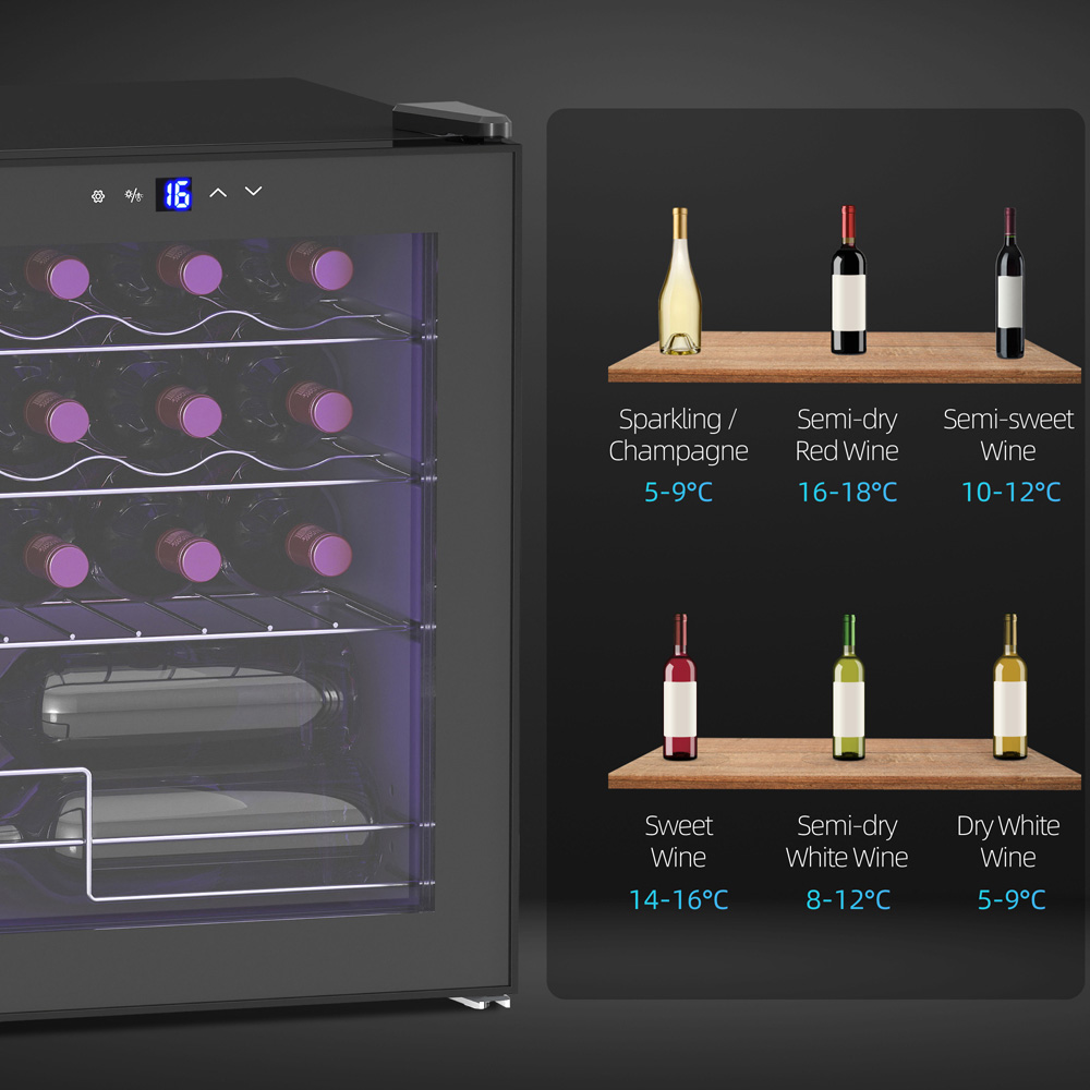 HOMCOM 800-280V70BK 16 Bottle Black Wine Cooler Image 3