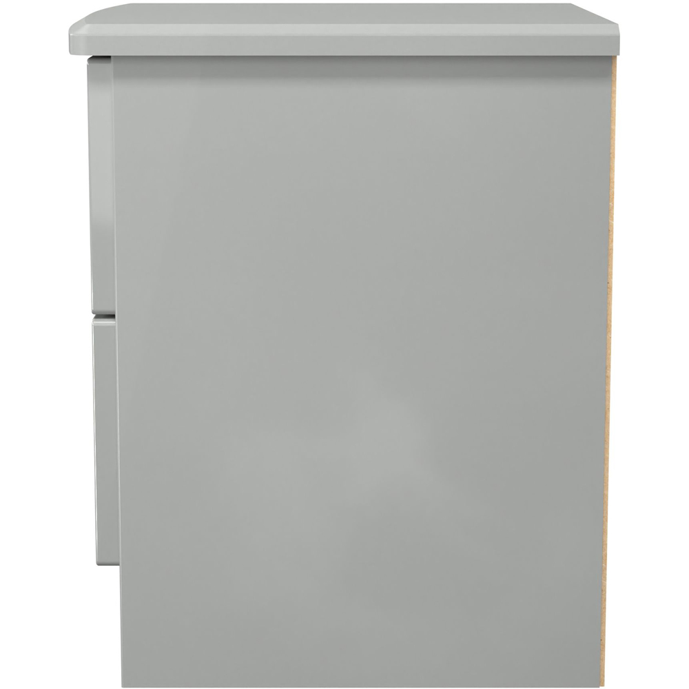 Crowndale Camden 2 Drawer Grey Gloss and Dusk Grey Compact Bedside Cabinet Ready Assembled Image 3
