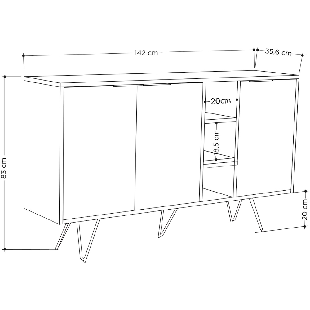 Decortie Clara Oak and Anthracite Console Sideboard Image 6