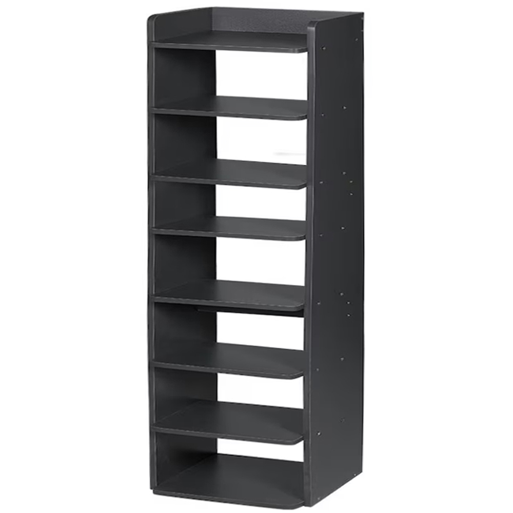 Living and Home 8 Shelf Black Shoe Rack with Raised Guardrail Image 2