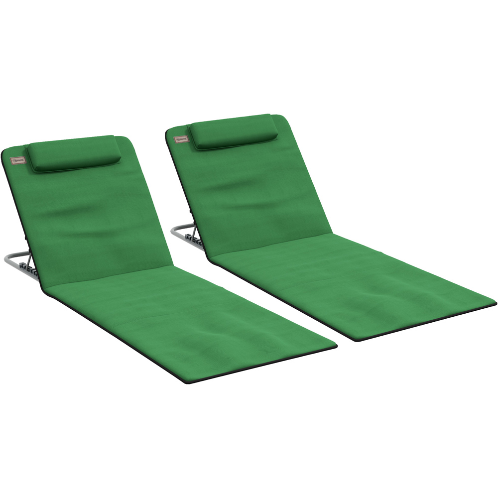 Outsunny Set of 2 Green Adjustable Folding Sun Lounger Image 2