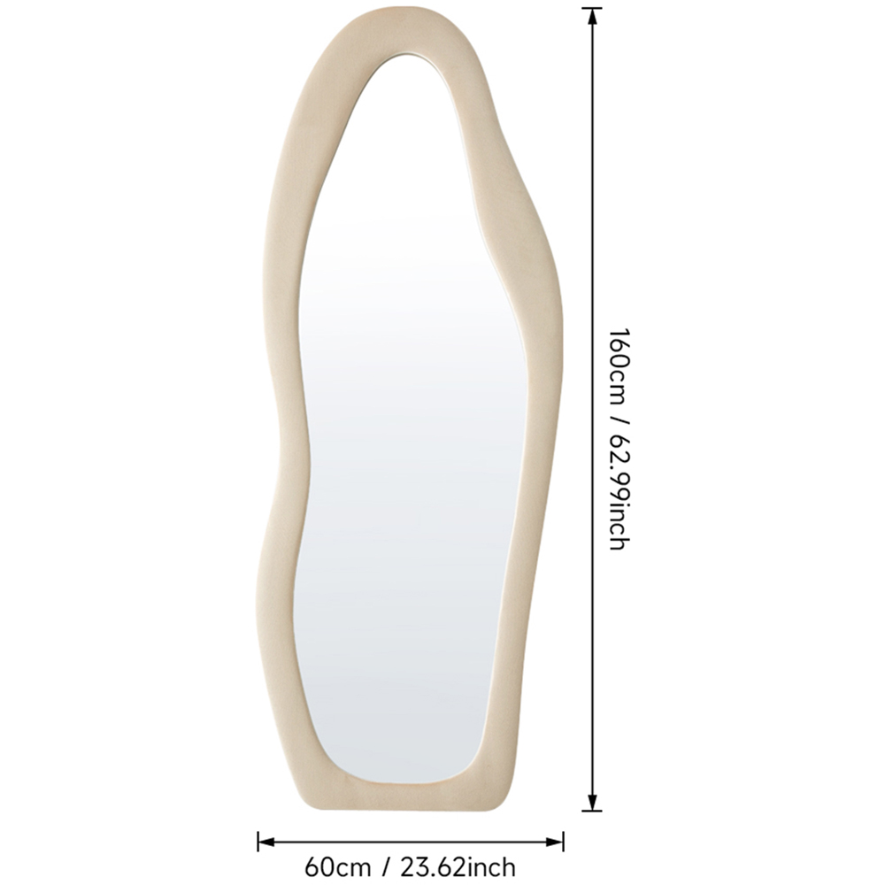 Living and Home Khaki Irregular Full Length Fleece Frame Mirror 160 x 60cm Image 8