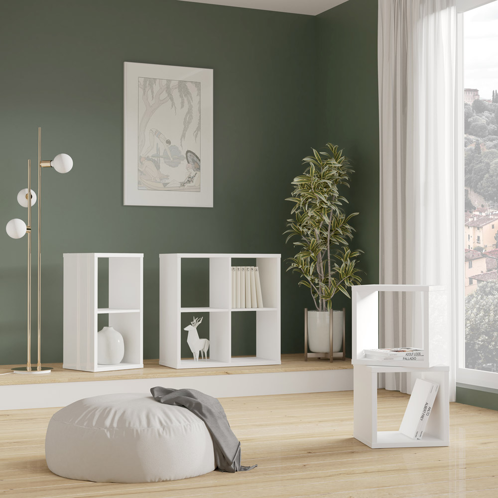 Florence Mauro 4 Cube Gloss White Bookshelf Image 7