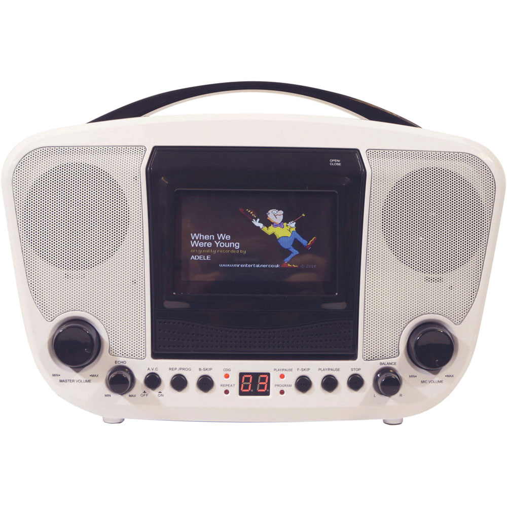 Mr Entertainer Black and White Portable CDG Bluetooth Karaoke Player Image 2