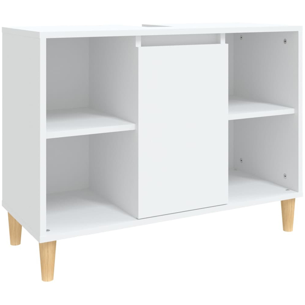 vidaXL Single Door 4 Shelf White Wood Washbasin Cabinet Image 2