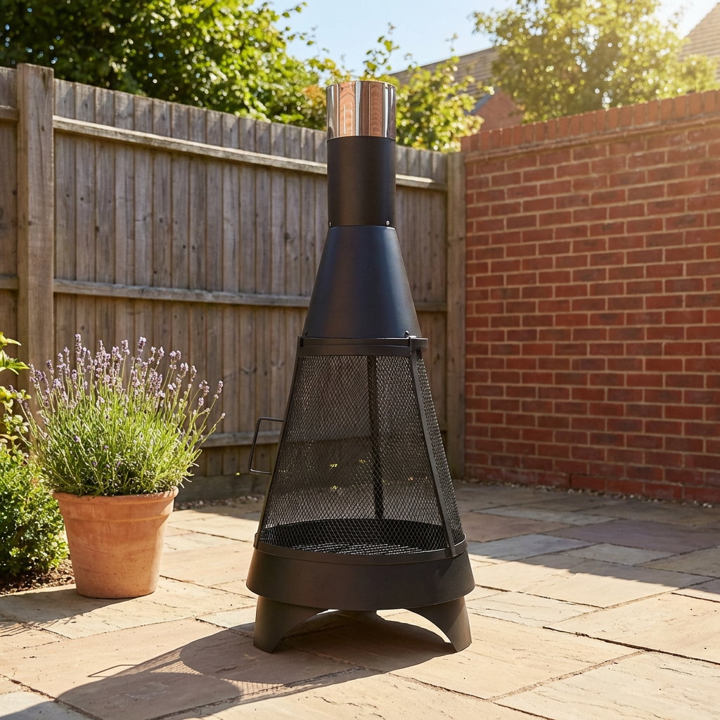 Contemporary 360 Mesh Chimenea - Black Image 7