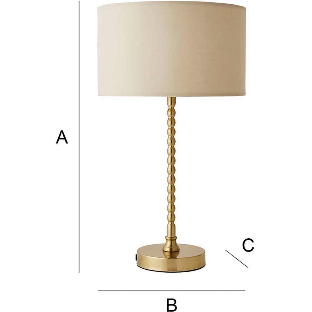 ValueLights Maeve Cream and Gold Drum Shade Bobbin Bobble Table Lamp and LED Bulb Image 7
