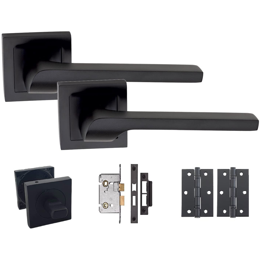 Golden Grace Matt Black Sigma Bathroom Handle Set 64mm Image 1