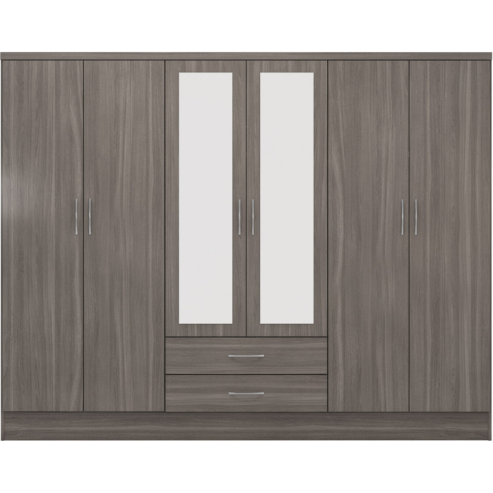 Seconique Nevada 6 Door 2 Drawer Black Wood Grain Wardrobe Image 2
