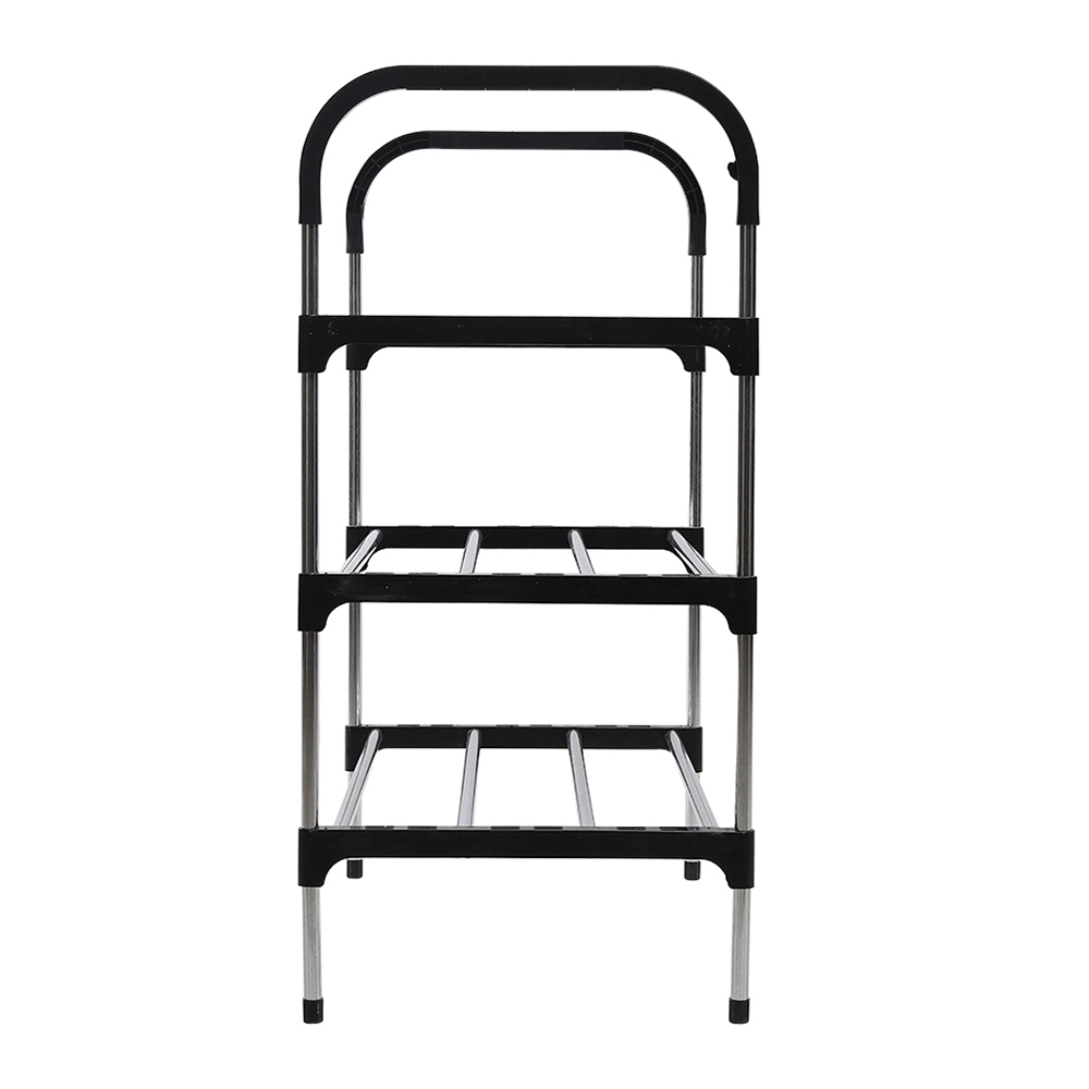 Living and Home 3-Tier Black Metal Shoe Rack Image 3