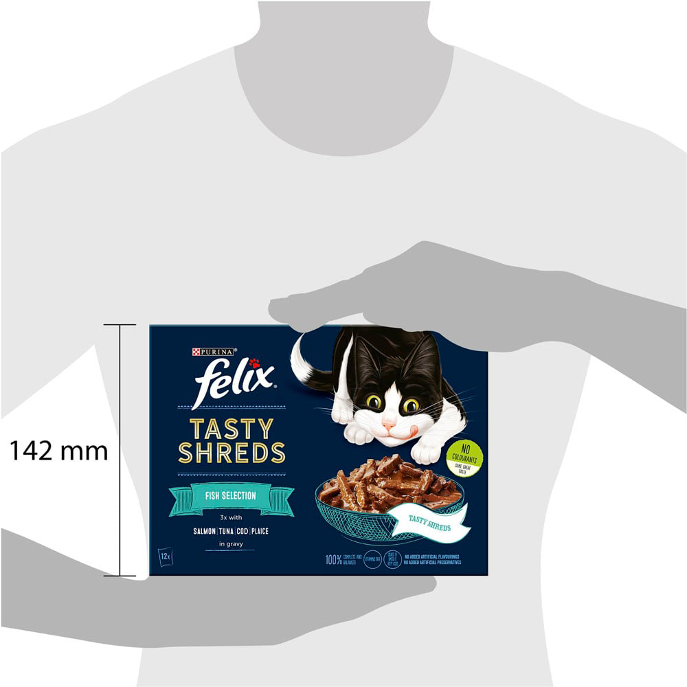 Felix Tasty Shreds Fish Selection in Gravy Cat Food 12 x 80g Image 9
