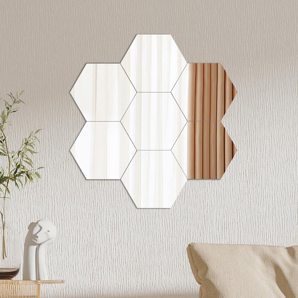Living and Home DIY Hexagon Acrylic 36 Piece Mirror Wall Sticker Set Image 2