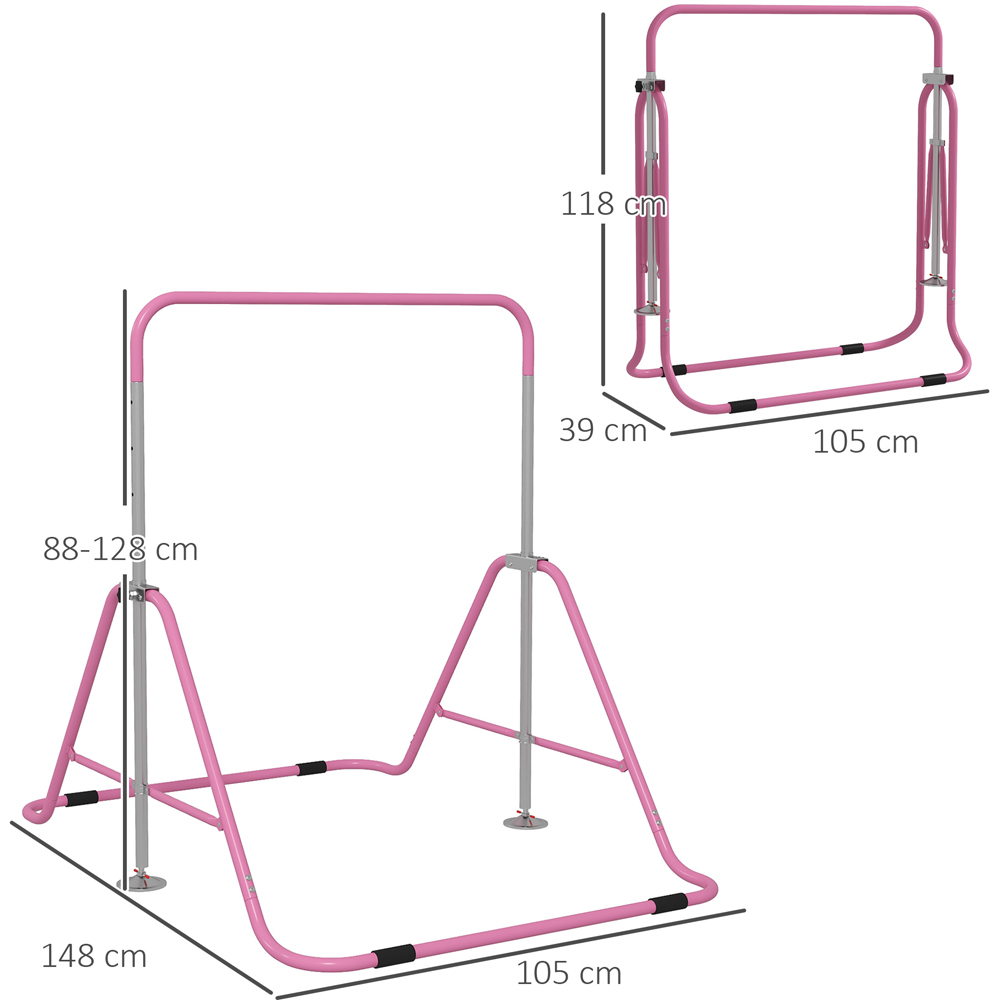 Tommy Toys Pink Kids Foldable Gymnastic Bar with Adjustable Height Image 8
