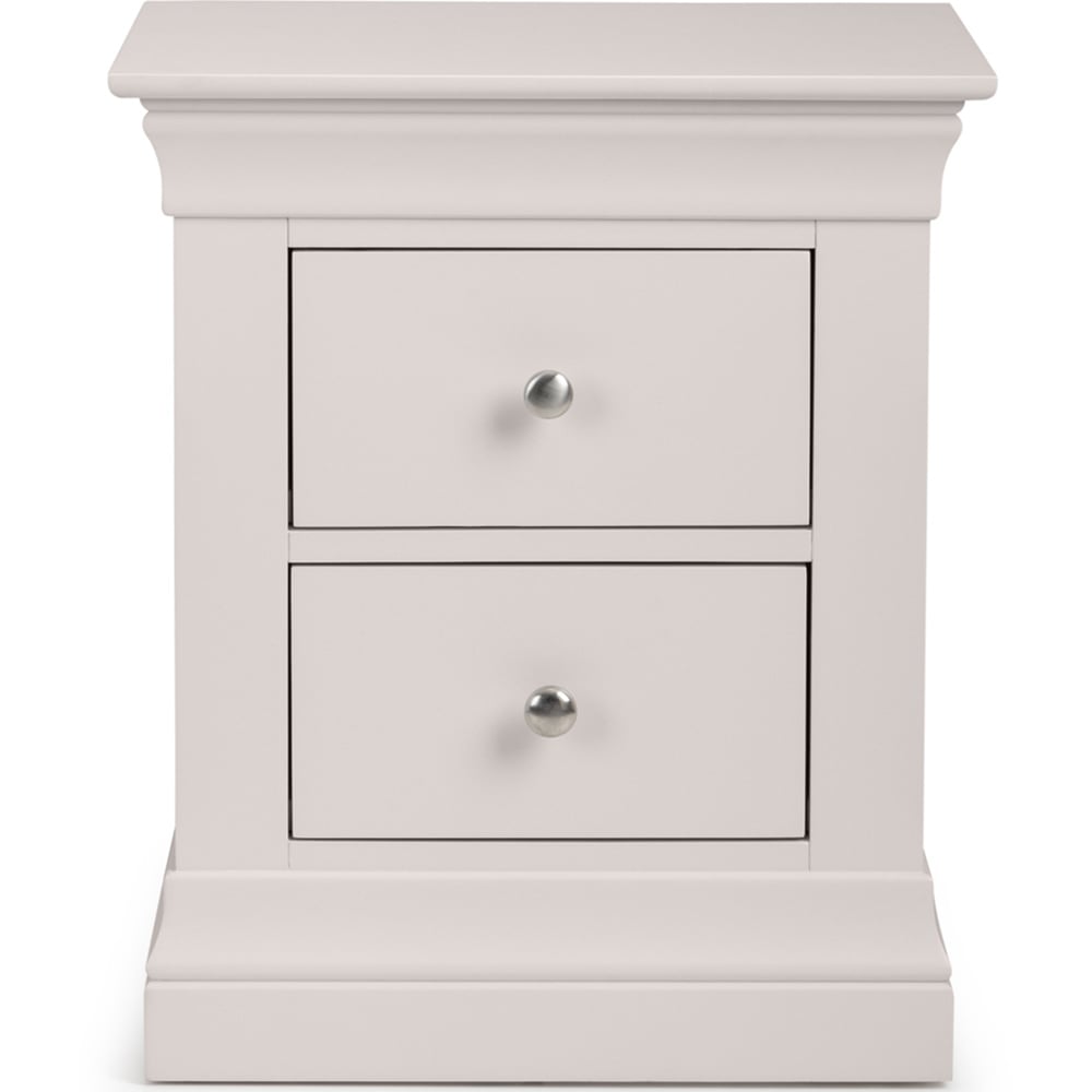Julian Bowen Clermont 2 Drawer Light Grey Bedside Table Image 3