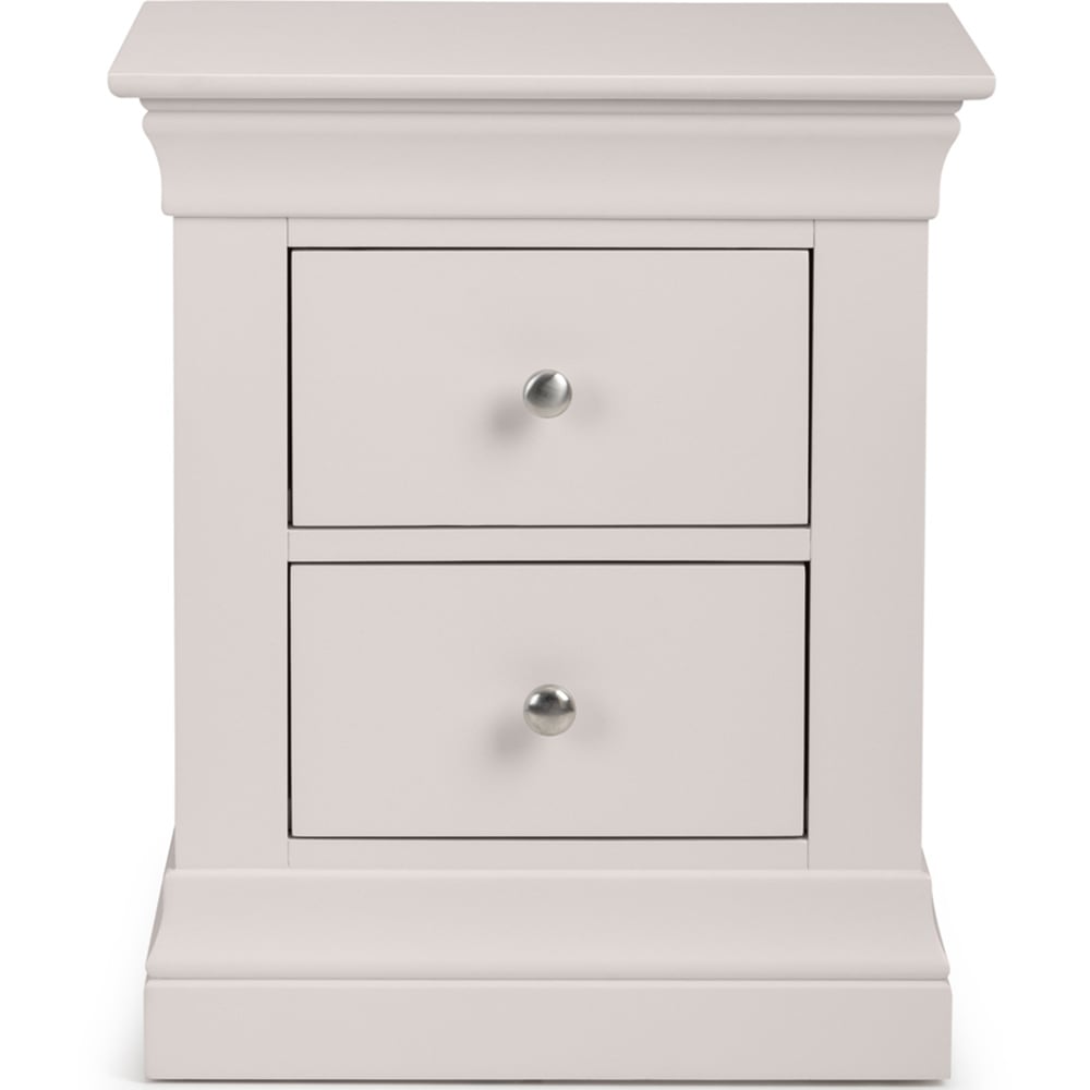 Julian Bowen Clermont 2 Drawer Light Grey Bedside Table Image 3