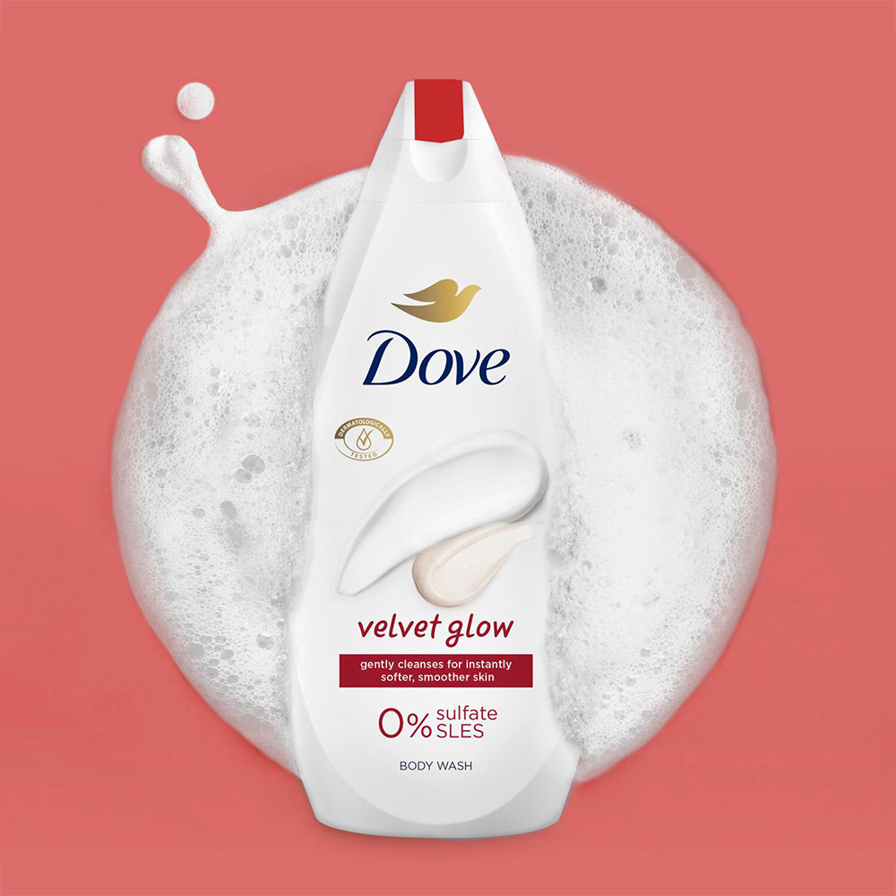Dove Velvet Glow Soft and Smoother Skin Body Wash 450ml 12 Pack Image 2