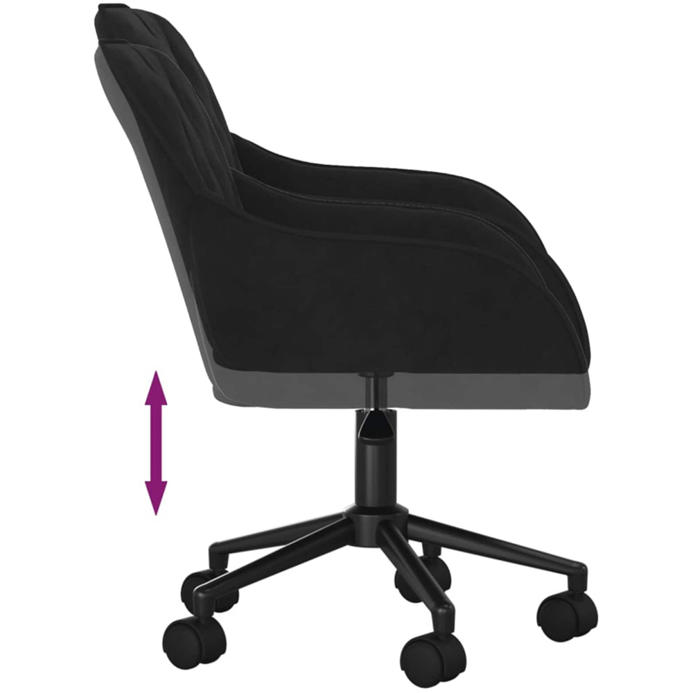 vidaXL Set of 2 Black Velvet Height-Adjustable Swivel Dining Chair with Wheels Image 7