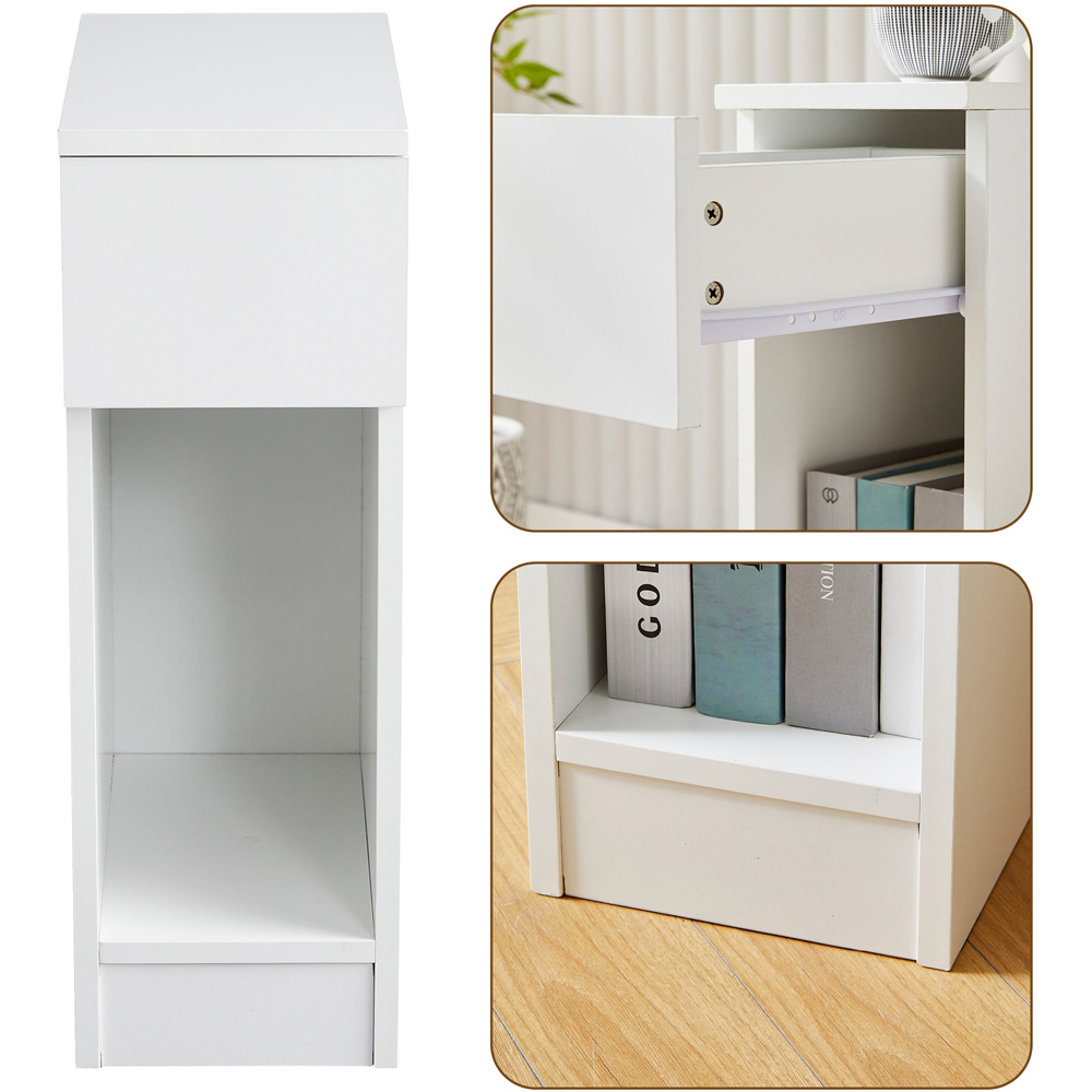Brooklyn Ava Single Drawer Single Shelf White Solid Wooden Bedside Table Image 5