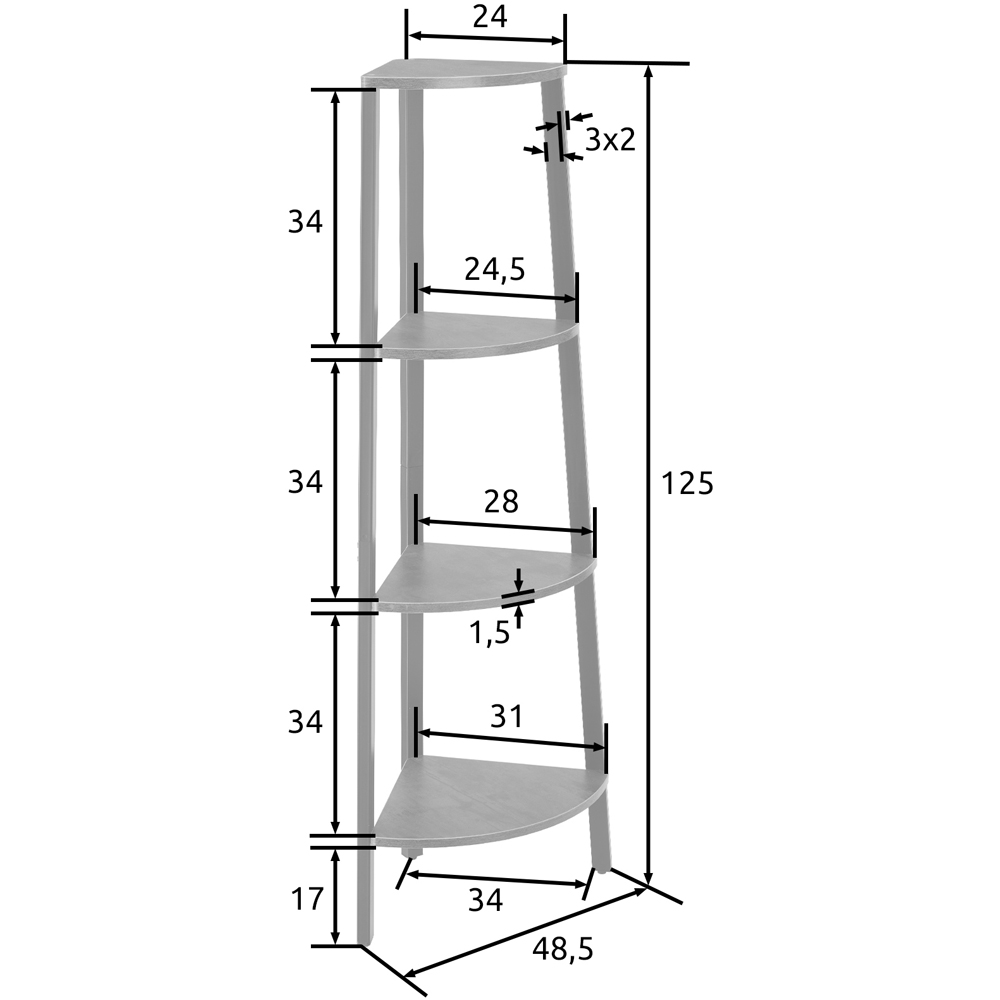 tectake Newbridge 4 Shelf Oak Sonoma Corner Shelving Unit Image 9